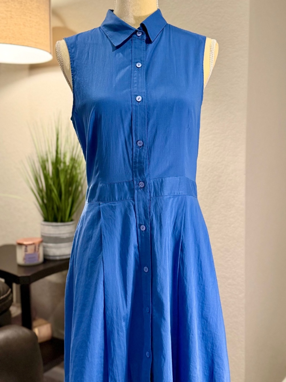 Theory Dress Blue SZ8 Soreda Collared 100% Cotton NWT